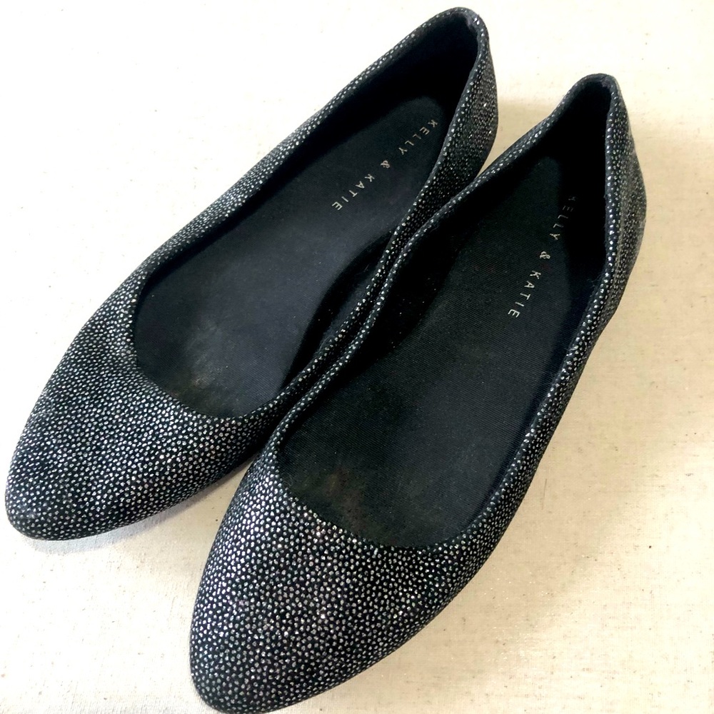 Black and Silver Polka Dotted Flats